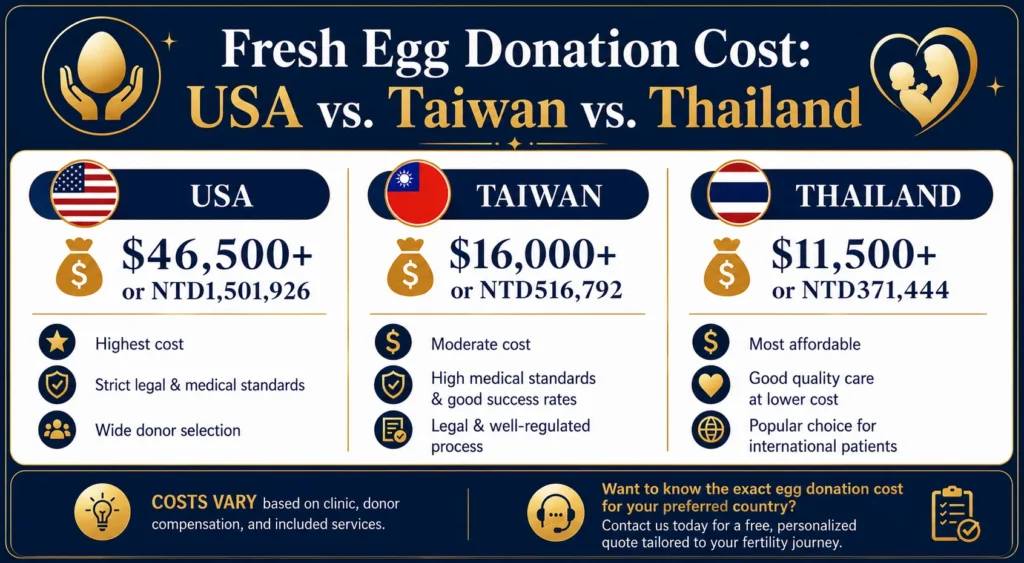 Egg donation cost in 3. country's